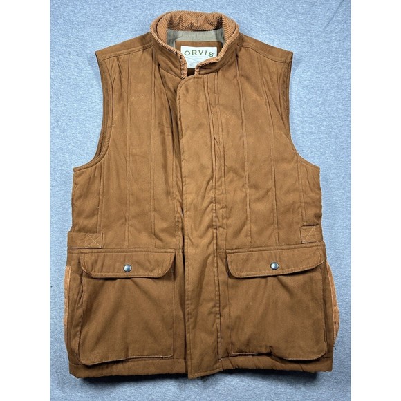 Orvis Insulated Faux Suede Vest Men's Size Medium Fishing Hunting Outdoor Brown - Picture 1 of 9